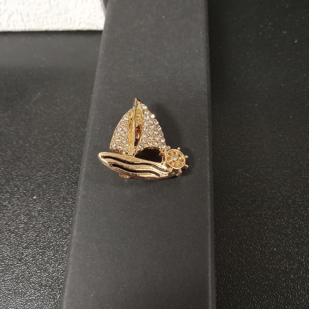 Sailboat Brooch with Crystal Accents (NEW)